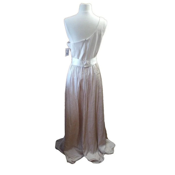 White By Vera Wang Gown One Shoulder Champagne Sz 10 Wedding Formal Dress - Picture 3 of 16